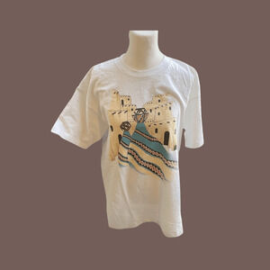 Habitat Graphic Tee | White Pueblo Cotton | Size L | Vintage